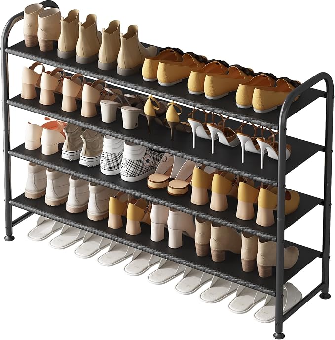 INGIORDAR Shoe Rack 4 Tier Long Storage Organizer Wide Metal Shoe Shelf by INGIORDAR