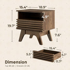 AODK 18.9" Wide Fluted Nightstand Set of 2, End Table - Image 2