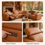 Power Recliner Sectional Sofa, Leather Recliner Sofa - Image 4
