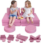 MeMoreCool Toddler Couch for Girls, 8-Piece Modular Kids Play Couch in Dusty by MeMoreCool