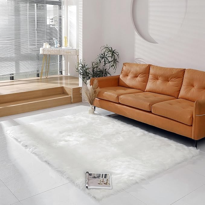 linmopm Faux Fur Sheepskin Rug, 5x7 ft | Shag Fluffy Fuzzy, High-Density Cushion by Limopmfauxfurproducts