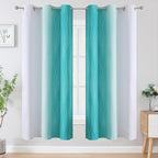 Teal and Grayish White Ombre Blackout Curtains - Image 2