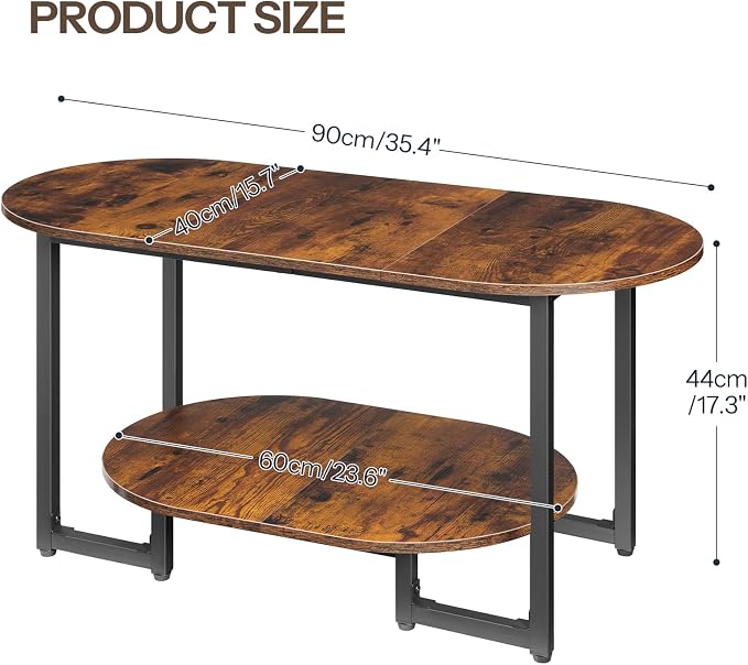 HOOBRO Coffee Table for Living Room, Oval Small Coffee Table - Image 2