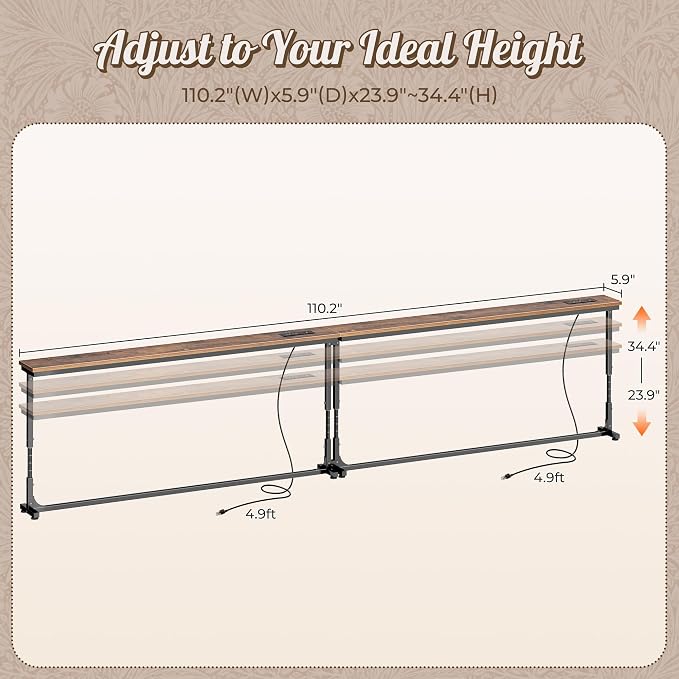 Huuger 110.2 Inch Behind Couch Table - Image 2