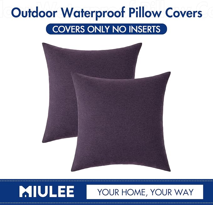 MIULEE Pack of 2 Decorative Outdoor Solid Waterproof Throw Pillow Covers Faux - Image 6