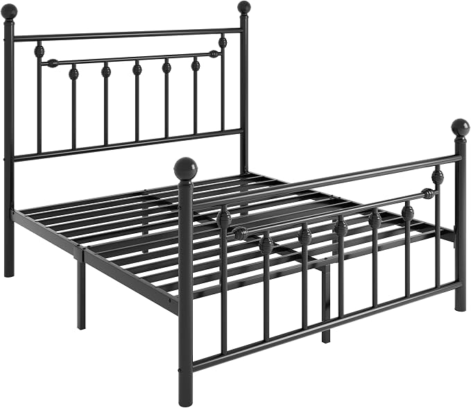 SHA CERLIN 14" Queen Size Metal Platform Bed Frame/Victorian Headboard and - Image 8