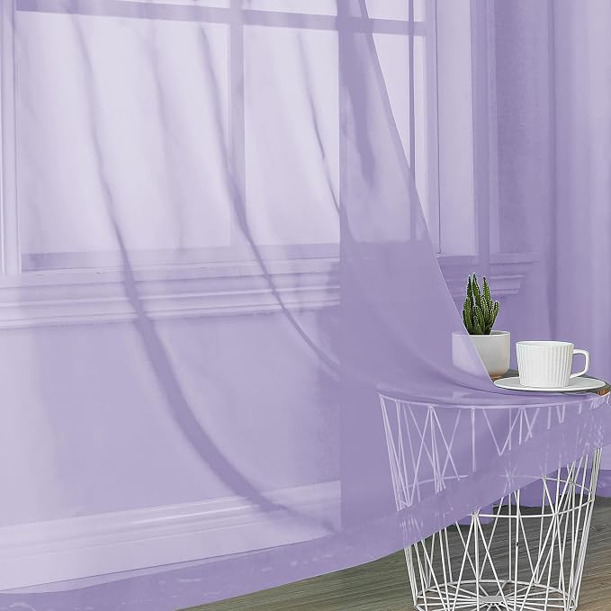 Lavender Sheer Curtains 72 Inches Long 2 Panels - Image 6