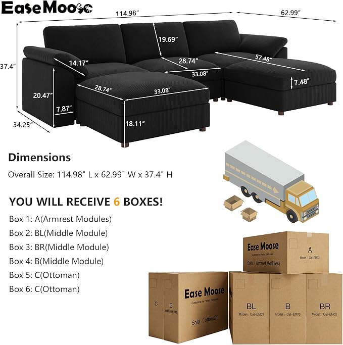 EASE MOOSE Oversized Modular Sectional Sofa, Extra Large U Shape Sectional - Image 4