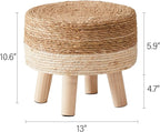Cpintltr Foot Stool Natural Seagrass Hand Weave Poufs Round Ottoman - Image 3