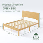 BOSRII 14in High Solid Bamboo Wood Platform Queen Size Bed Frame - Image 2