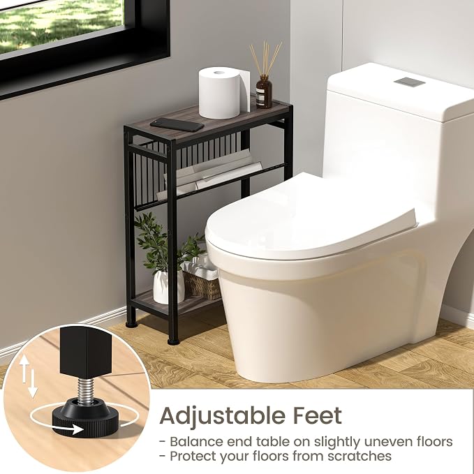 Side Table for Small Space, 3-Tier Narrow End Tablewith Magazine Holder - Image 5