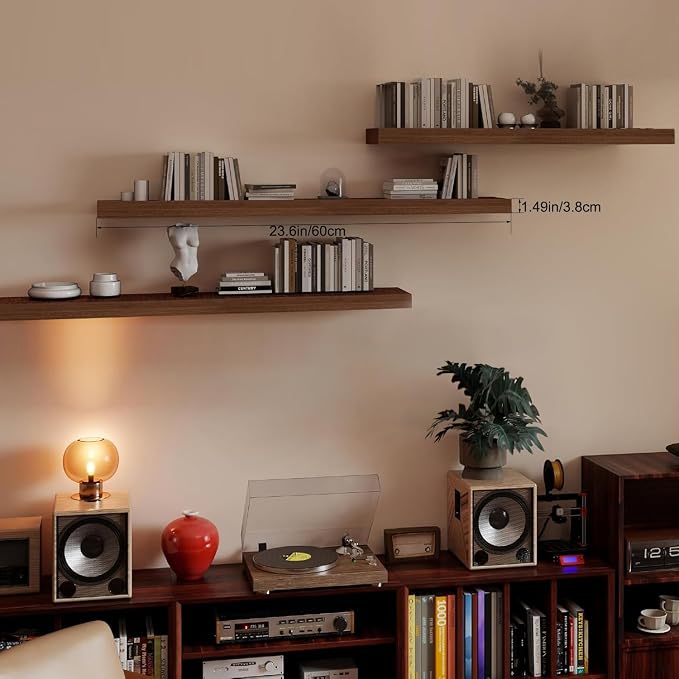 Floating Shelves for Wall, Bathroom Shelves Over Toilet, Wall Shelves & Book - Image 2