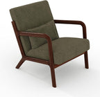 Garvee Mid-Century Modern Accent Chair, Sherpa Upholstery, Solid Wood Armchair - Image 7