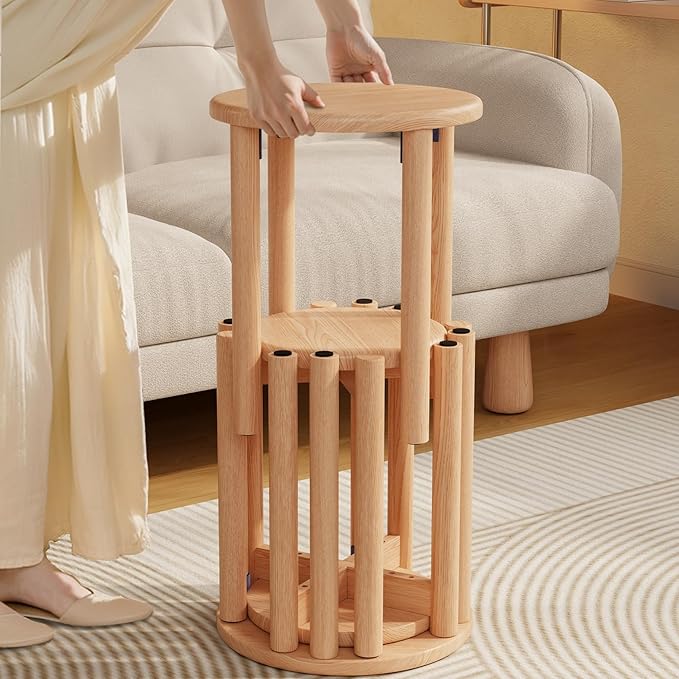 Stackable Stools Set of 4, 100% Solid Wood Stool No Installation Required by Homepage
