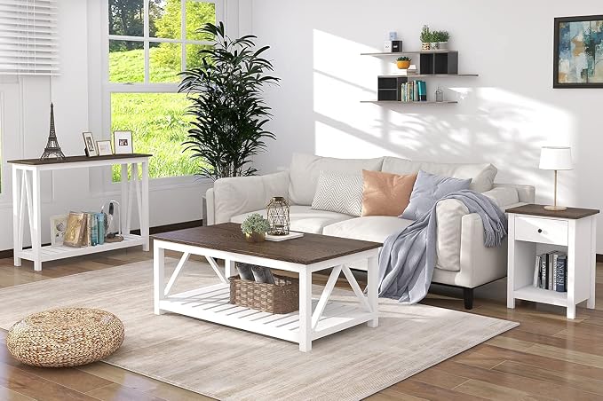 ChooChoo Farmhouse Coffee Table, Rustic Vintage Living Room Table - Image 7