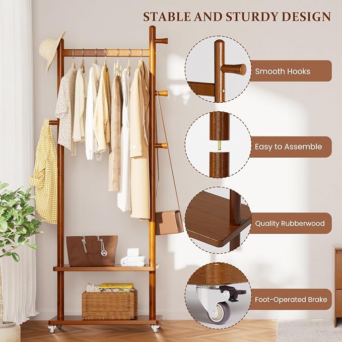 Taitiy Coat Rack Freestanding Clothing Rack - Image 5