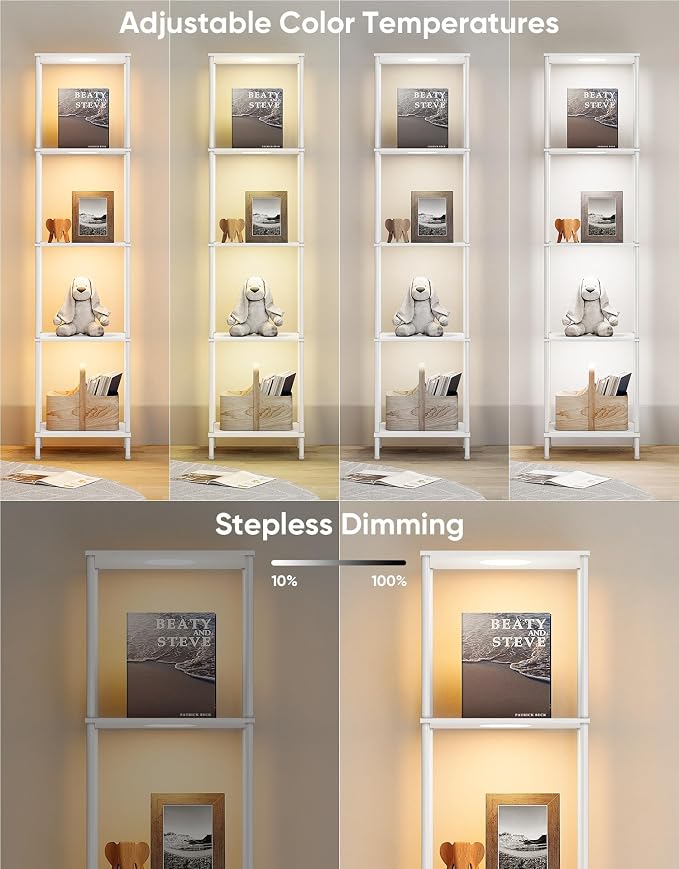 Display Shelf with RGBCW Light, Color Changing Curio Cabinet Floor Lamp with - Image 4