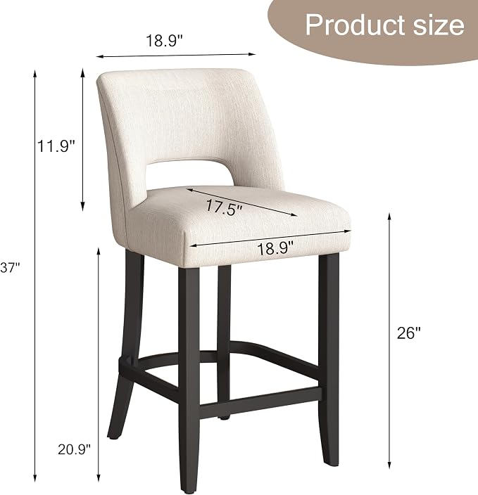 VKNOW Bar Stools Set of 6, Modern Counter Stools - Image 2