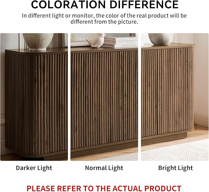 LKTART 64" Buffet Cabinet with Storage, Modern Fluted Accent Sideboard Media - Image 8