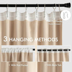 MIULEE Beige Back Tab Blackout Curtains 52x102 Inch Long 2 Panels Set | Rod - Image 3