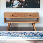 Reverse Curve Oak ish Media Unit - Image 2
