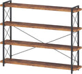 HCHQHS Large Bookshelf, 4-Tier Long Industrial Bookcase, Rustic Brown Book Shelf by HCHQHS
