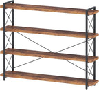 HCHQHS Large Bookshelf, 4-Tier Long Industrial Bookcase, Rustic Brown Book Shelf by HCHQHS