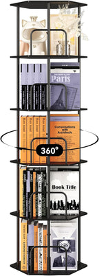 SUNMORY 5 Tier Rotating Bookshelf Tower, Revolving 360 ° Spinning Bookcase - Image 9