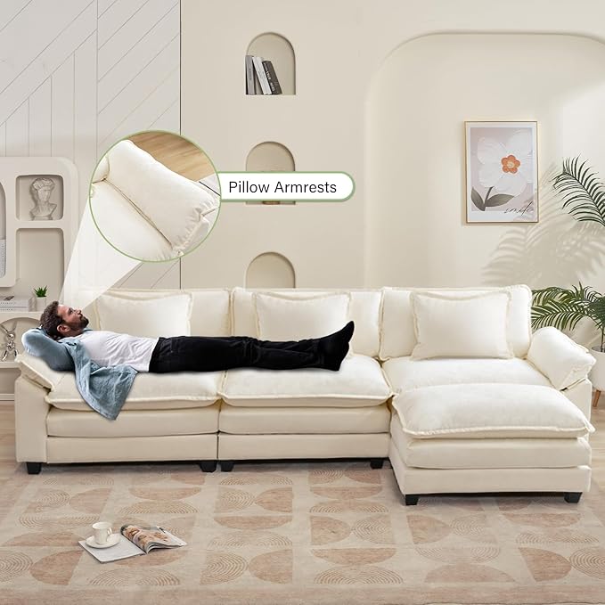 Oprisen 120" Modular Sectional Sofa, Comfy Cloud Couch Sectional Sofa - Image 5