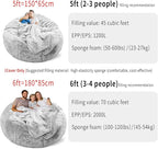 YudouTech (No Filler Bean Bag Chair Cover Without Filler, Big Round Soft Fluffy - Image 4