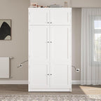 VilroCaz 80.1'' Tall Freestanding Kitchen Pantry Storage Cabinet Cupboard - Image 4