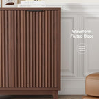Fluted Cabinet with Storage, 2 Doors Sideboard Buffet, Mid Century Modern - Image 3
