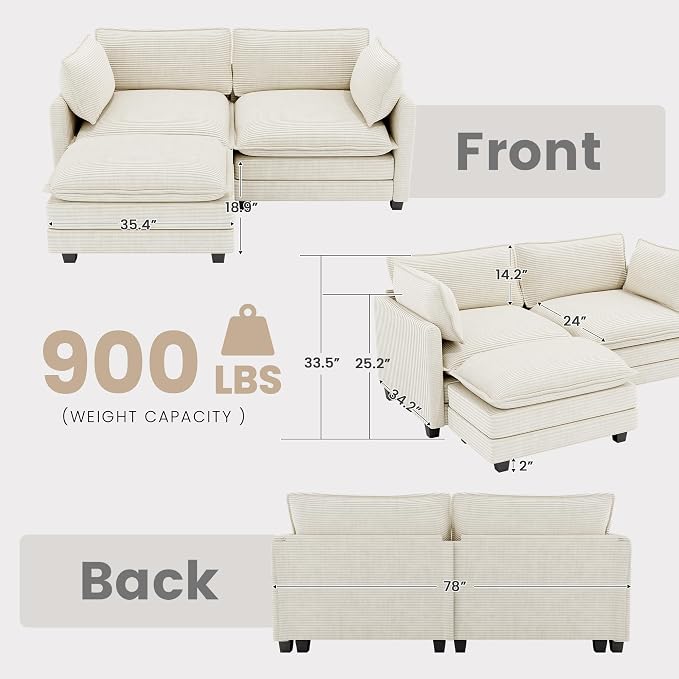 78'' Modular Sectional Cloud Couch - Image 2