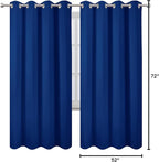 Blackout Curtains 52 x 72 inch/Royal Blue Curtains Set of 2 Panels/Thermal - Image 9