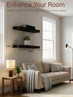 Solid Wood Floating Shelves, 11.8in Finished Real Wood Wall Shelves - Image 4