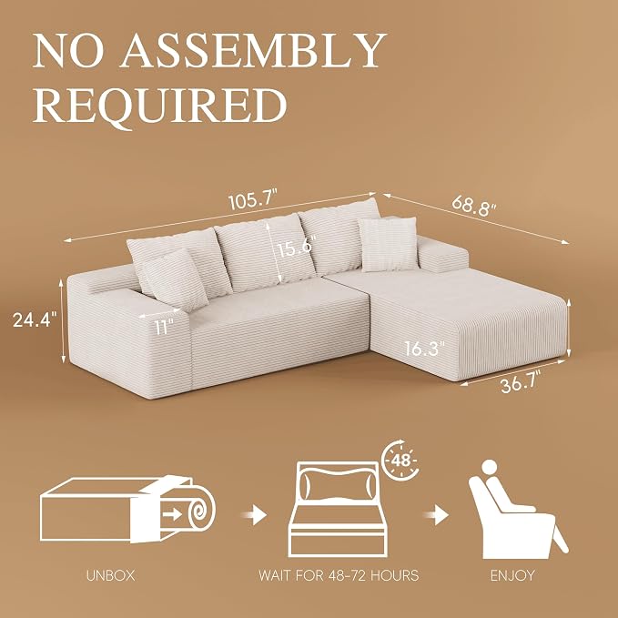105" Convertible Sectional Couch - Image 2