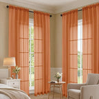 Orange Sheer Curtains 84 Inches Long 2 Panels Set, Light Filtering Sheer - Image 7