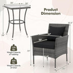 Tangkula 3-Piece Patio Furniture Set, PE Wicker Conversation Bistro Set w/A - Image 4