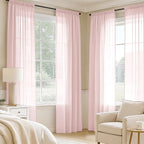 MIULEE Blush Pink Sheer Curtains 96 Inches Long 4 Panels 42 x 96 Inches | Light - Image 2