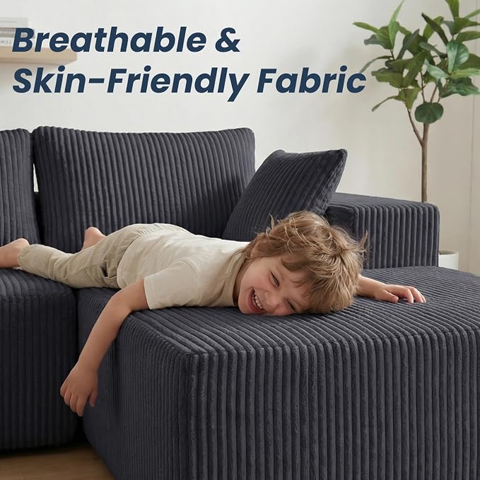 DUMOS 108" Boneless Couch, Cloud Sectional Couch - Image 6