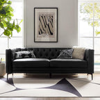 HULALA HOME 84" W Faux Leather Sofa Couch by HULALAHOME