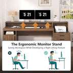 YOMILUVE Computer Desk with 3 Drawers & Storage Shelves, 65 Inch Home Office - Image 9