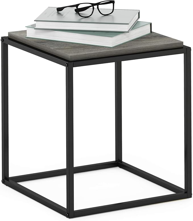 Furinno Moretti Cube Modern Stackable End Table Shelf, French Oak Grey by Furinno-FitsYourSpaceFitsYourBudget