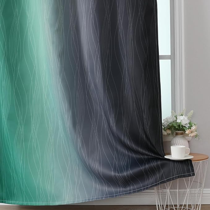 Black and Green Ombre Blackout Curtains 72 Inches Long | Gradient Color Curtains - Image 6