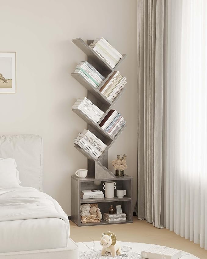 SUNMORY 6 Tier Tree Bookshelf, Tall Bookcase - Image 8