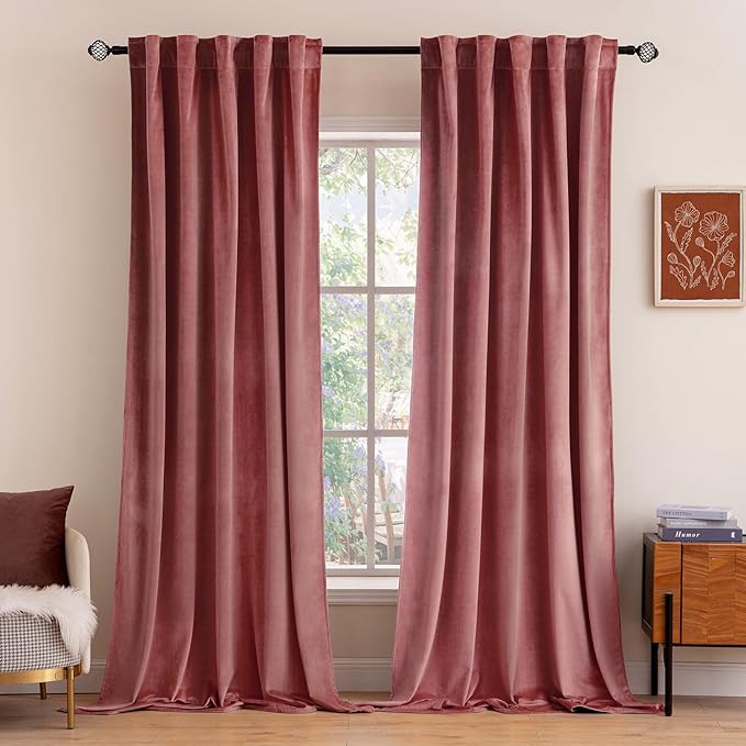 MIULEE Velvet Curtains 52x96 inches 2 Panels Dusty Rose Pink Curtains | Luxury by MIULEE