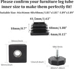 8Pcs Adjustable Leveling Feet 50 x 50mm Square Insert Kit Furniture Glide - Image 2
