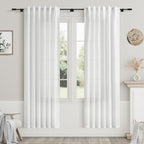 White Semi Sheer Linen Curtains 72 Inch Length by Nanspring
