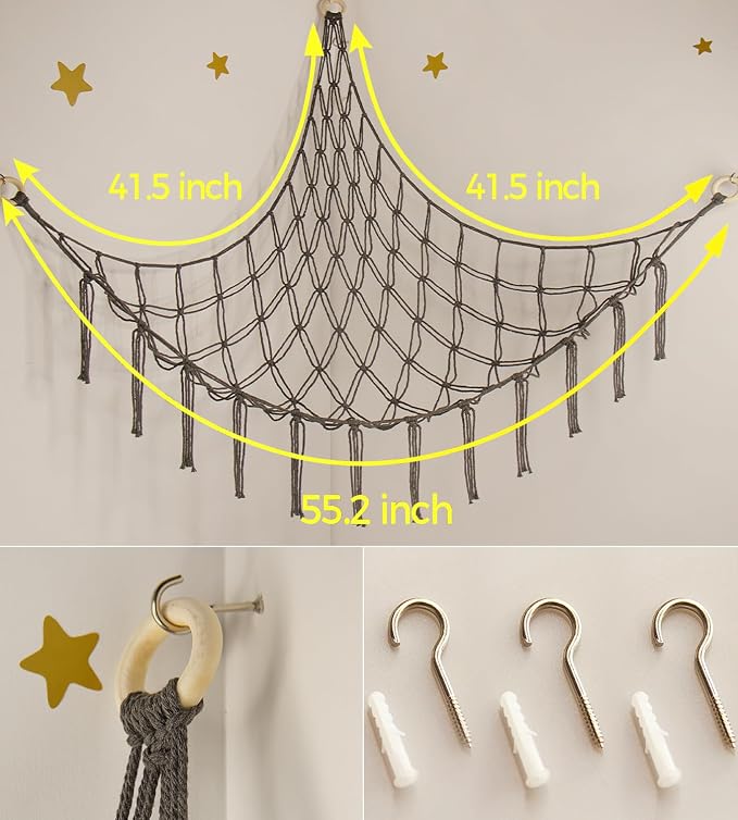 mirolam Stuffed Animals Hammock Net Corner-Hanging Stuff Animal Toy Storage - Image 4