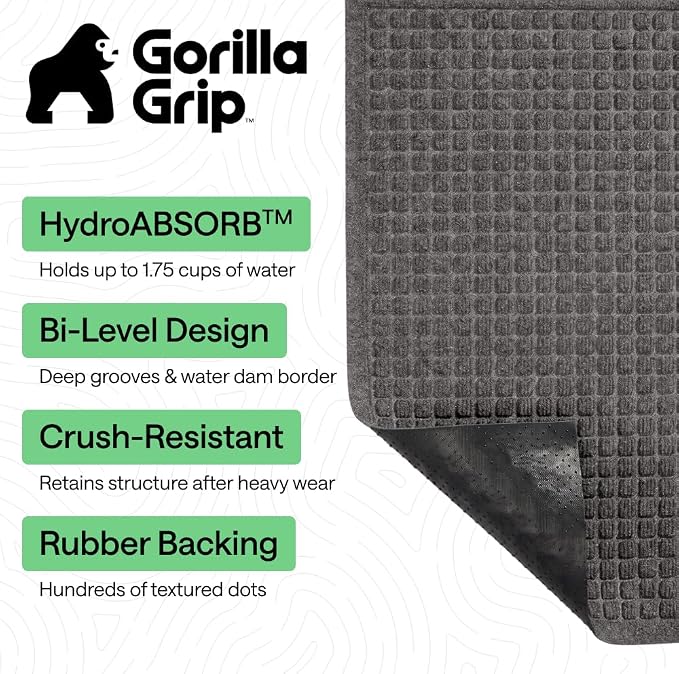 GORILLA GRIP® Ultra Absorbent Front Door Mat Outside Entrance, Traps Dirt and - Image 3